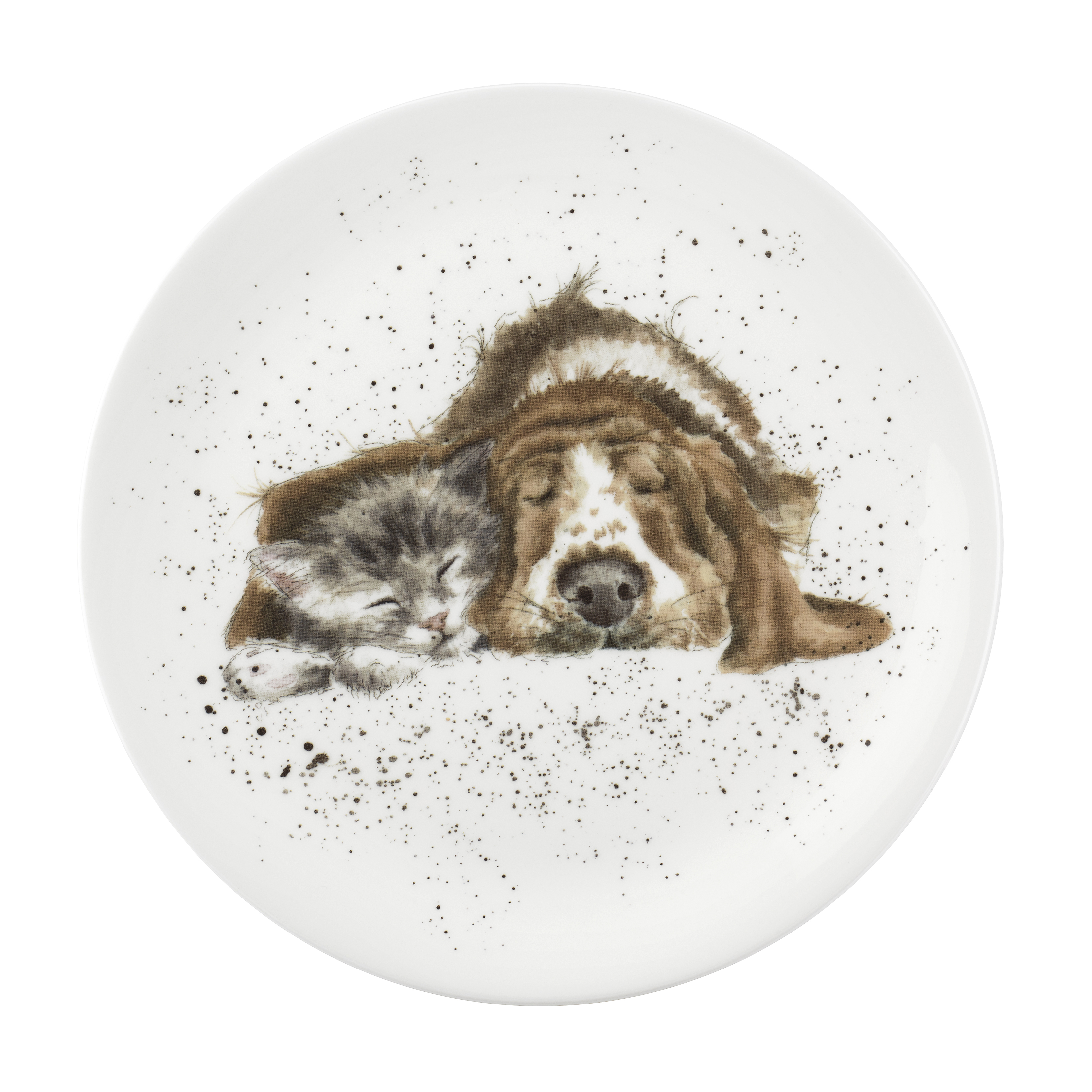 Wrendale Designs Dog & Catnap 8 Inch Plate, Dog & Cat image number null